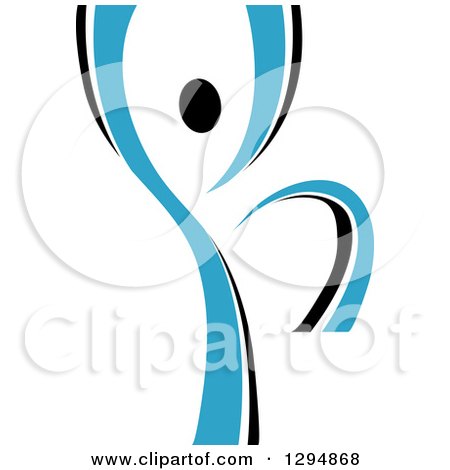 Clipart of a Blue and Black Ribbon Person Dancing 5 - Royalty Free Vector Illustration by Vector Tradition SM