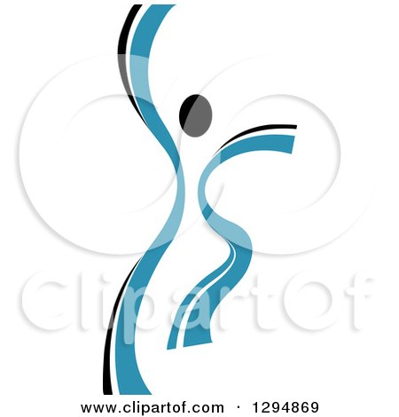 Clipart of a Blue and Black Ribbon Person Dancing 4 - Royalty Free Vector Illustration by Vector Tradition SM