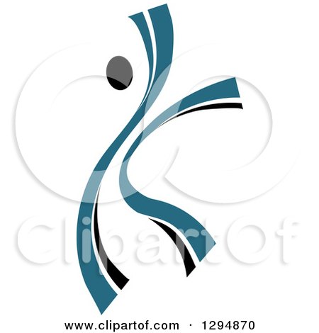 Clipart of a Blue and Black Ribbon Person Dancing 3 - Royalty Free Vector Illustration by Vector Tradition SM