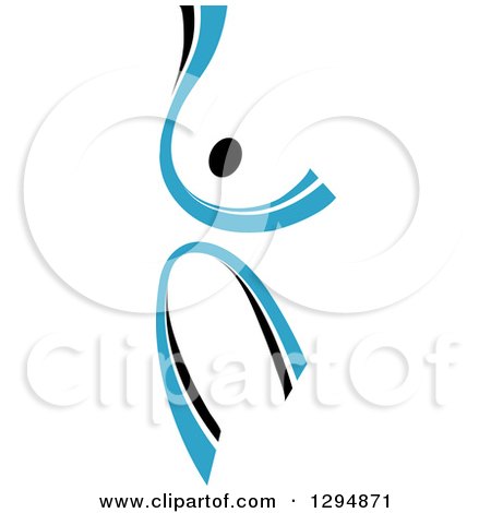 Clipart of a Blue and Black Ribbon Person Dancing 2 - Royalty Free Vector Illustration by Vector Tradition SM