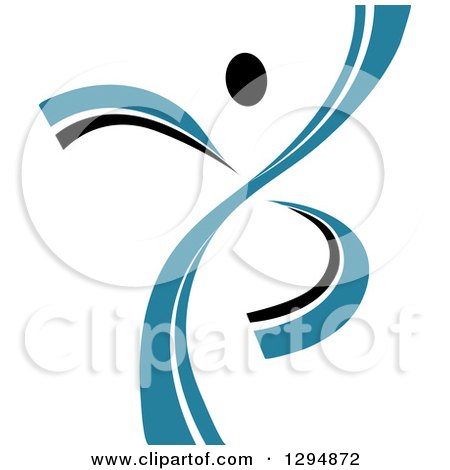 Clipart of a Blue and Black Ribbon Person Dancing - Royalty Free Vector Illustration by Vector Tradition SM