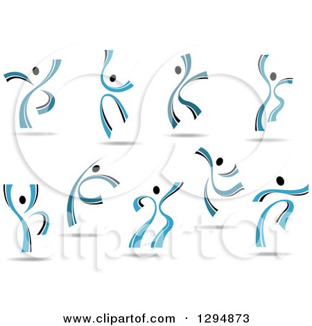 Clipart of Blue and Black Ribbon People Dancing - Royalty Free Vector Illustration by Vector Tradition SM