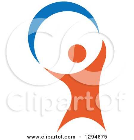 Clipart of a Blue and Orange Person Dancing or Cheering 2 - Royalty Free Vector Illustration by Vector Tradition SM