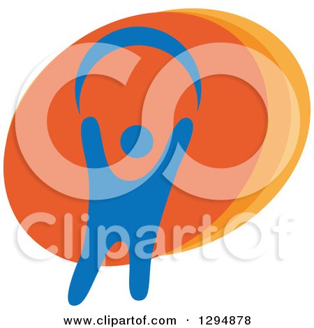 Clipart of a Blue and Orange Person Dancing or Cheering - Royalty Free Vector Illustration by Vector Tradition SM