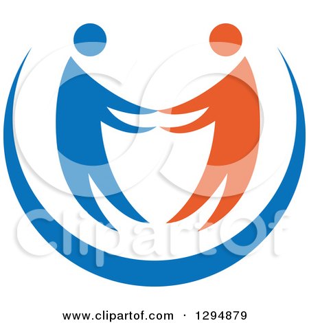 Clipart of a Blue and Orange Couple Holding Hands or Dancing - Royalty Free Vector Illustration by Vector Tradition SM