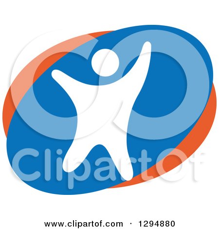 Clipart of a White Blue and Orange Person Dancing or Cheering - Royalty Free Vector Illustration by Vector Tradition SM