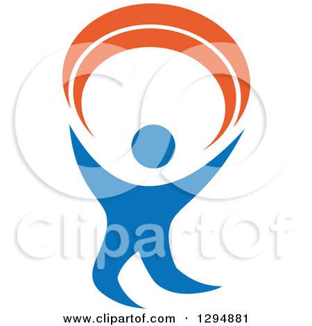 Clipart of a Blue and Orange Person Dancing or Cheering 3 - Royalty Free Vector Illustration by Vector Tradition SM
