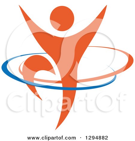 Clipart of a Blue and Orange Person Dancing 6 - Royalty Free Vector Illustration by Vector Tradition SM