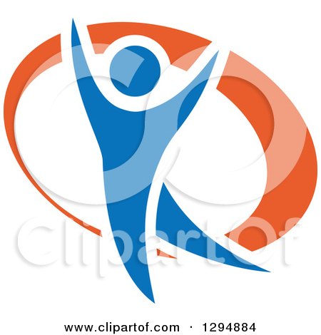 Clipart of a Blue and Orange Person Dancing or Cheering 4 - Royalty Free Vector Illustration by Vector Tradition SM