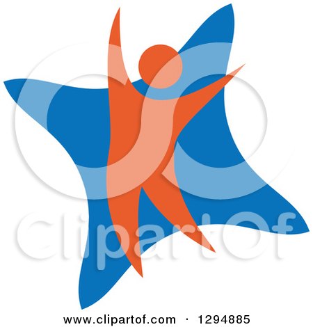 Clipart of a Blue and Orange Person Dancing or Cheering 5 - Royalty Free Vector Illustration by Vector Tradition SM