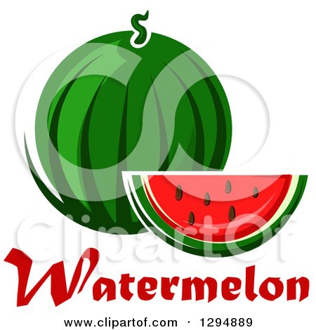 Clipart of a Round Watermelon and Wedge over Text - Royalty Free Vector Illustration by Vector Tradition SM