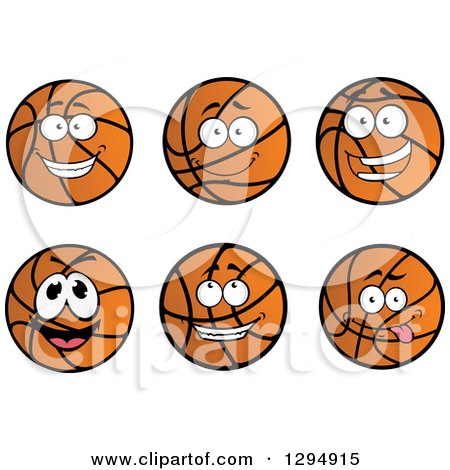 Clipart of Goofy and Happy Cartoon Basketball Characters - Royalty Free Vector Illustration by Vector Tradition SM