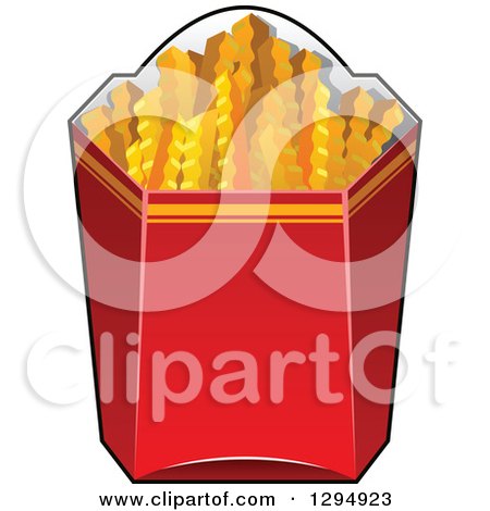 Clipart of a Box of Crinkle French Fries - Royalty Free Vector Illustration by Vector Tradition SM