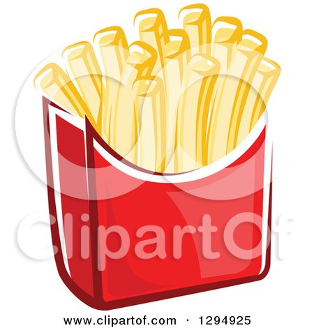 Clipart of a Cartoon Box of French Fries - Royalty Free Vector Illustration by Vector Tradition SM