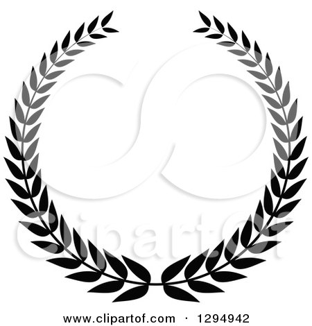 Clipart of a Black and White Laurel Wreath 2 - Royalty Free Vector Illustration by Vector Tradition SM