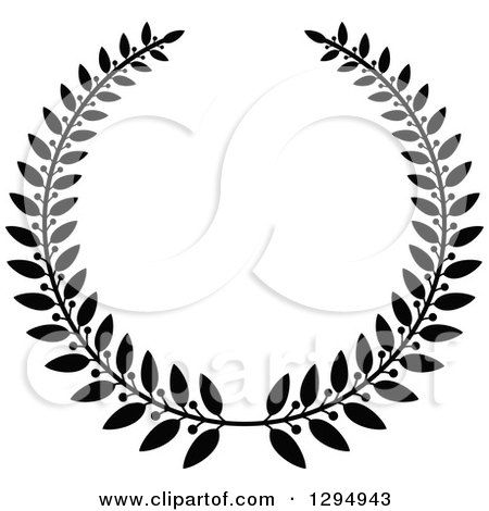 Clipart of a Black and White Laurel Wreath 3 - Royalty Free Vector Illustration by Vector Tradition SM