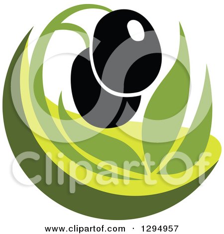 Clipart of a Black Olive Design with Green - Royalty Free Vector Illustration by Vector Tradition SM