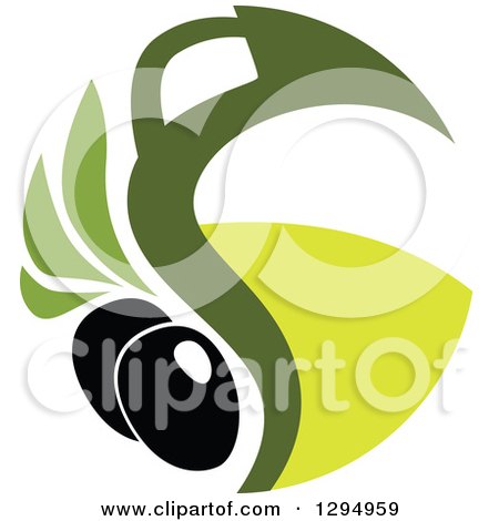 Clipart of a Black Olive Design with Green 3 - Royalty Free Vector Illustration by Vector Tradition SM