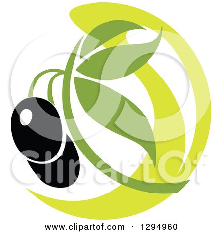 Clipart of a Black Olive Design with Green 4 - Royalty Free Vector Illustration by Vector Tradition SM