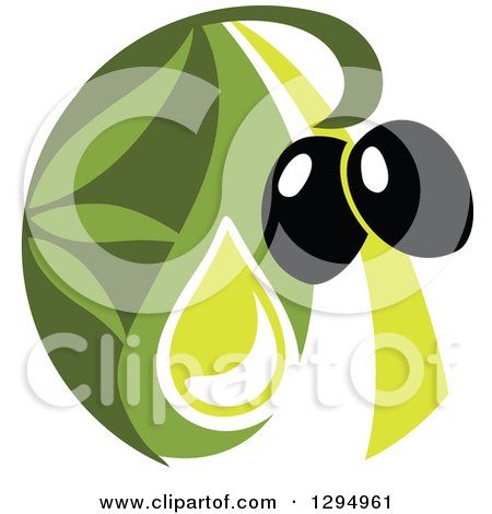 Clipart of a Black Olive Design with Green 5 - Royalty Free Vector Illustration by Vector Tradition SM