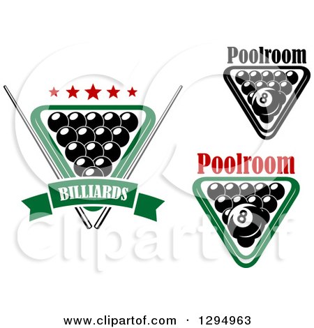 Clipart of Racked Billiards Pool Balls with Text - Royalty Free Vector Illustration by Vector Tradition SM