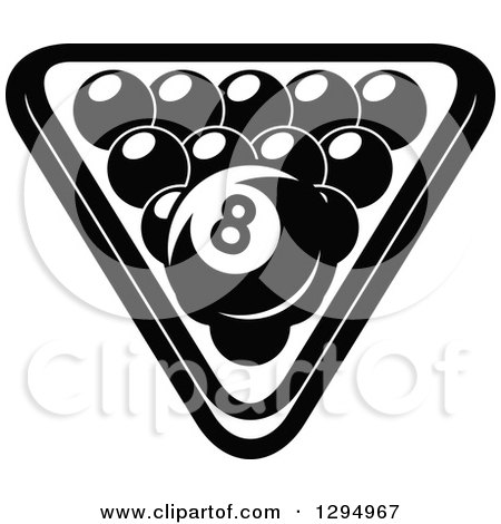 Clipart of Black and White Racked Billiards Pool Balls - Royalty Free Vector Illustration by Vector Tradition SM
