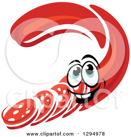 Clipart of a Happy Sausage or Pepperoni Character - Royalty Free Vector Illustration by Vector Tradition SM