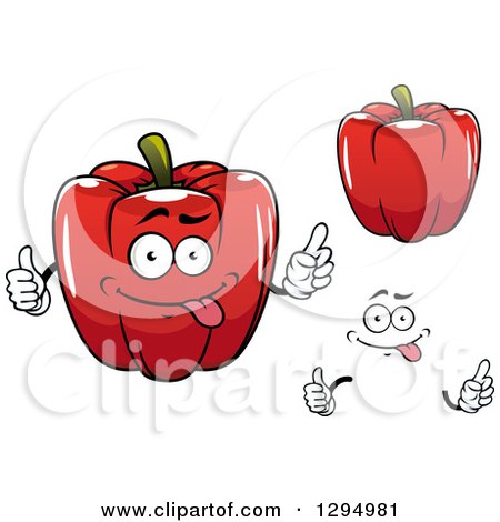 Clipart of a Cartoon Face and Red Bell Peppers - Royalty Free Vector Illustration by Vector Tradition SM