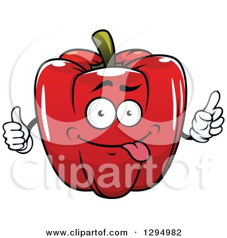 Clipart of a Cartoon Goofy Red Bell Pepper Character - Royalty Free Vector Illustration by Vector Tradition SM