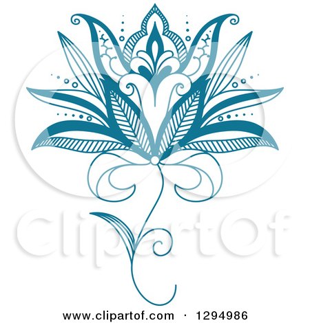 Clipart of a Teal Henna Flower - Royalty Free Vector Illustration by Vector Tradition SM