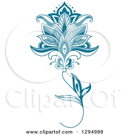 Clipart of a Teal Henna Flower 4 - Royalty Free Vector Illustration by Vector Tradition SM