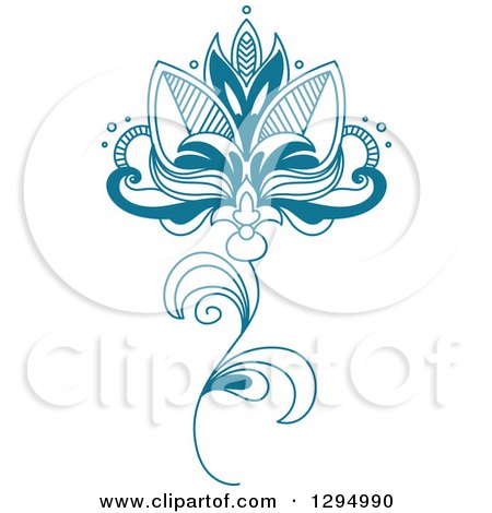 Clipart of a Teal Henna Flower 3 - Royalty Free Vector Illustration by Vector Tradition SM
