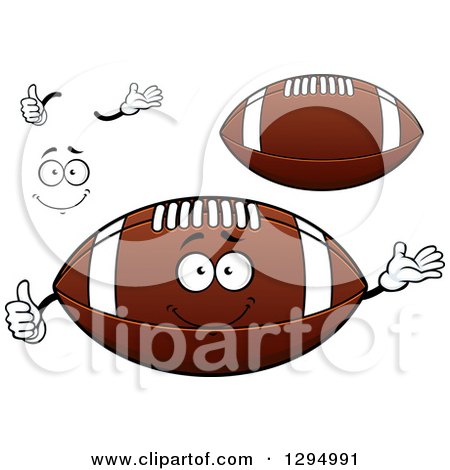 Clipart of a Cartoon Face, Hands and American Footballs - Royalty Free Vector Illustration by Vector Tradition SM