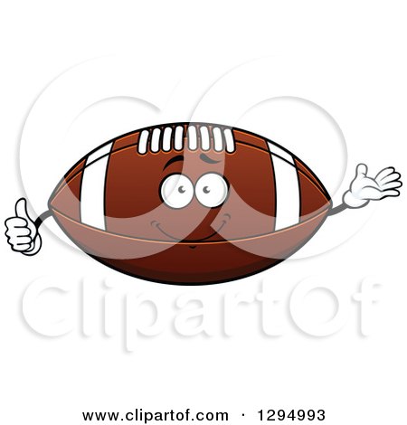 Clipart of a Cartoon American Football Character Presenting and Giving a Thumb up - Royalty Free Vector Illustration by Vector Tradition SM