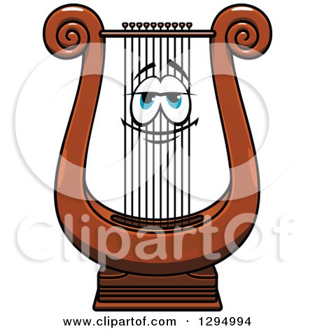 Clipart of a Cartoon Lyre Instrument Character - Royalty Free Vector Illustration by Vector Tradition SM