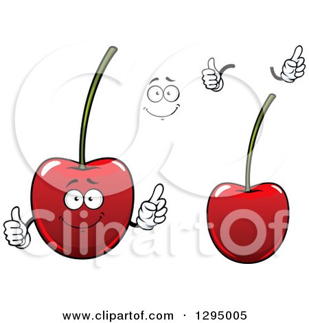 Clipart of a Face, Hands and Cartoon Cherries - Royalty Free Vector Illustration by Vector Tradition SM