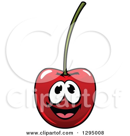 Clipart of a Happy Cartoon Cherry Character - Royalty Free Vector Illustration by Vector Tradition SM