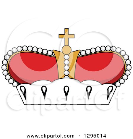 Clipart of a Cartoon Red and Gold Crown - Royalty Free Vector Illustration by Vector Tradition SM