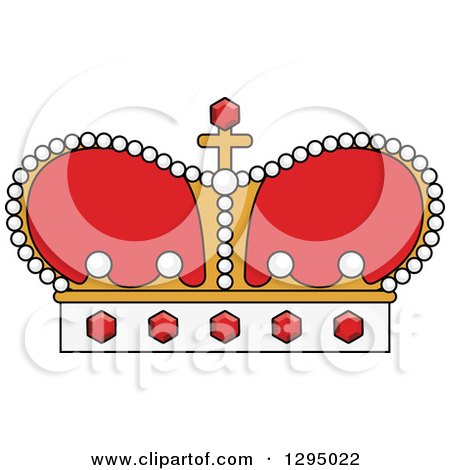 Clipart of a Cartoon Red and Gold Crown 2 - Royalty Free Vector Illustration by Vector Tradition SM