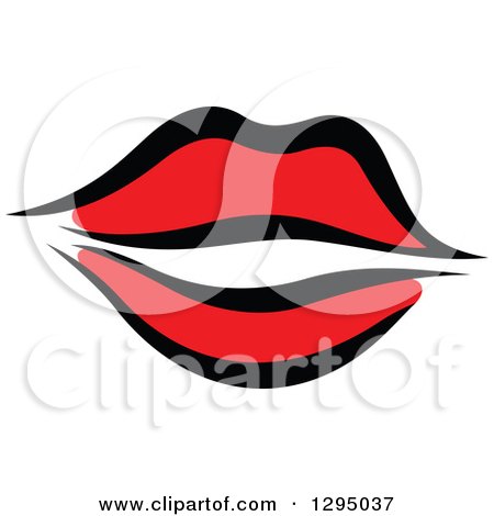 Clipart of Sketched Black and Red Feminine Lips 7 - Royalty Free Vector Illustration by Vector Tradition SM
