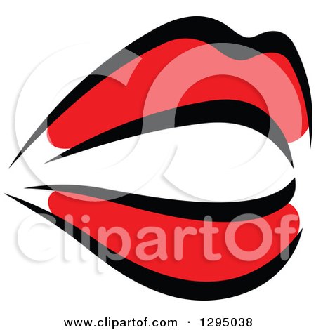 Clipart of Sketched Black and Red Feminine Lips 8 - Royalty Free Vector Illustration by Vector Tradition SM