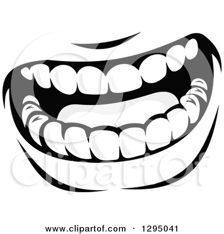 Clipart of a Grayscale Mouth Showing Teeth 5 - Royalty Free Vector Illustration by Vector Tradition SM