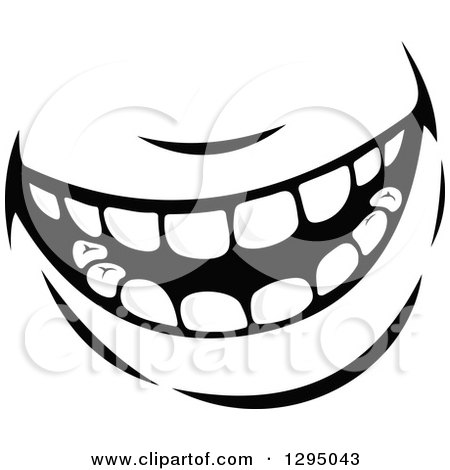 Clipart of a Grayscale Mouth Showing Teeth 6 - Royalty Free Vector Illustration by Vector Tradition SM