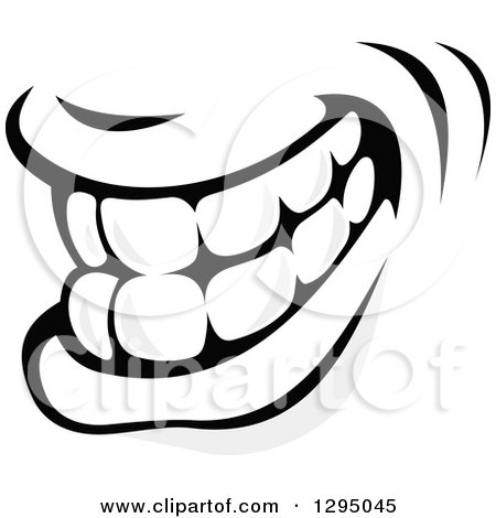 Clipart of a Grayscale Mouth Showing Teeth 4 - Royalty Free Vector Illustration by Vector Tradition SM