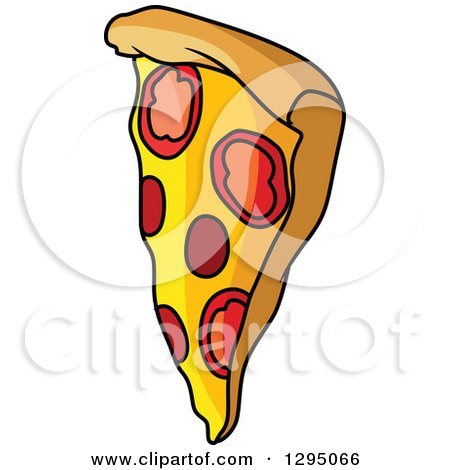 Clipart of a Cartoon Pizza Slice - Royalty Free Vector Illustration by Vector Tradition SM
