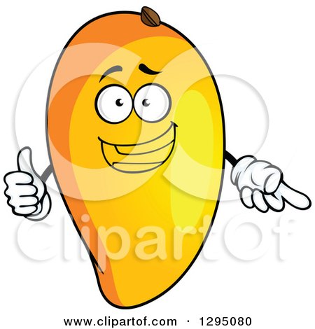 Clipart of a Happy Cartoon Mango Fruit Character Pointing and Giving a Thumb up - Royalty Free Vector Illustration by Vector Tradition SM