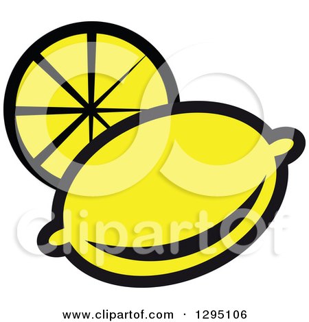 Clipart of a Cartoon Lemon and Slice - Royalty Free Vector Illustration by Vector Tradition SM