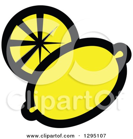 Clipart of a Cartoon Lemon and Slice 2 - Royalty Free Vector Illustration by Vector Tradition SM