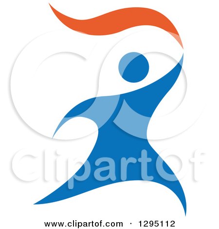 Clipart of a Blue and Orange Person Running with a Torch - Royalty Free Vector Illustration by Vector Tradition SM