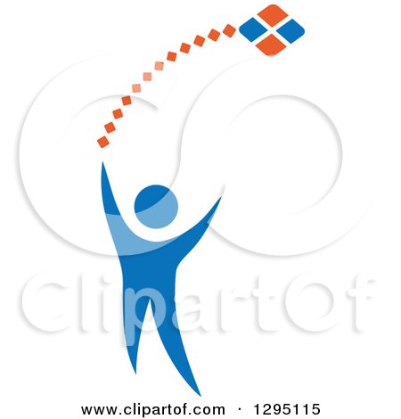 Clipart of a Blue Person Flying a Kite - Royalty Free Vector Illustration by Vector Tradition SM